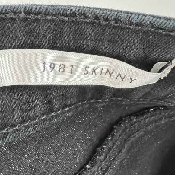 GUESS Los Angeles Black Denim Skinny Jeans Cotton Lace Trim 5-Pockets Size 30 - Picture 6 of 6